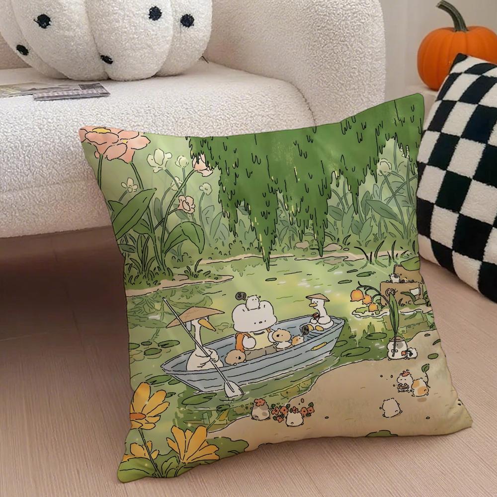 Author Somdoo Cute Animals Quiat And Peaceful Cushion Cover Throw Pillow Cover Hidden Button Durable Polyester Chair Cushion