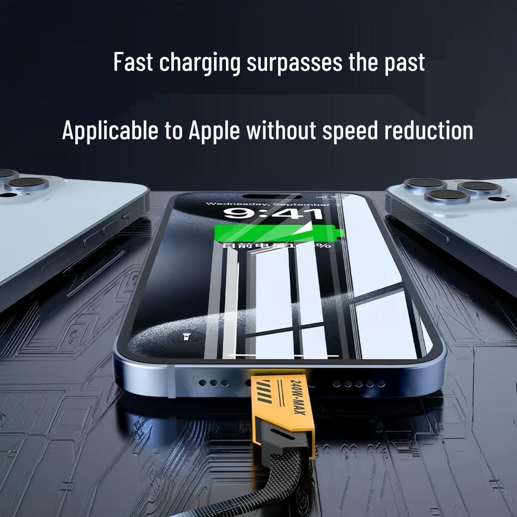 240W Multifunctional 3-in-1 Mecha Fast Charging Cable for Apple & Huawei