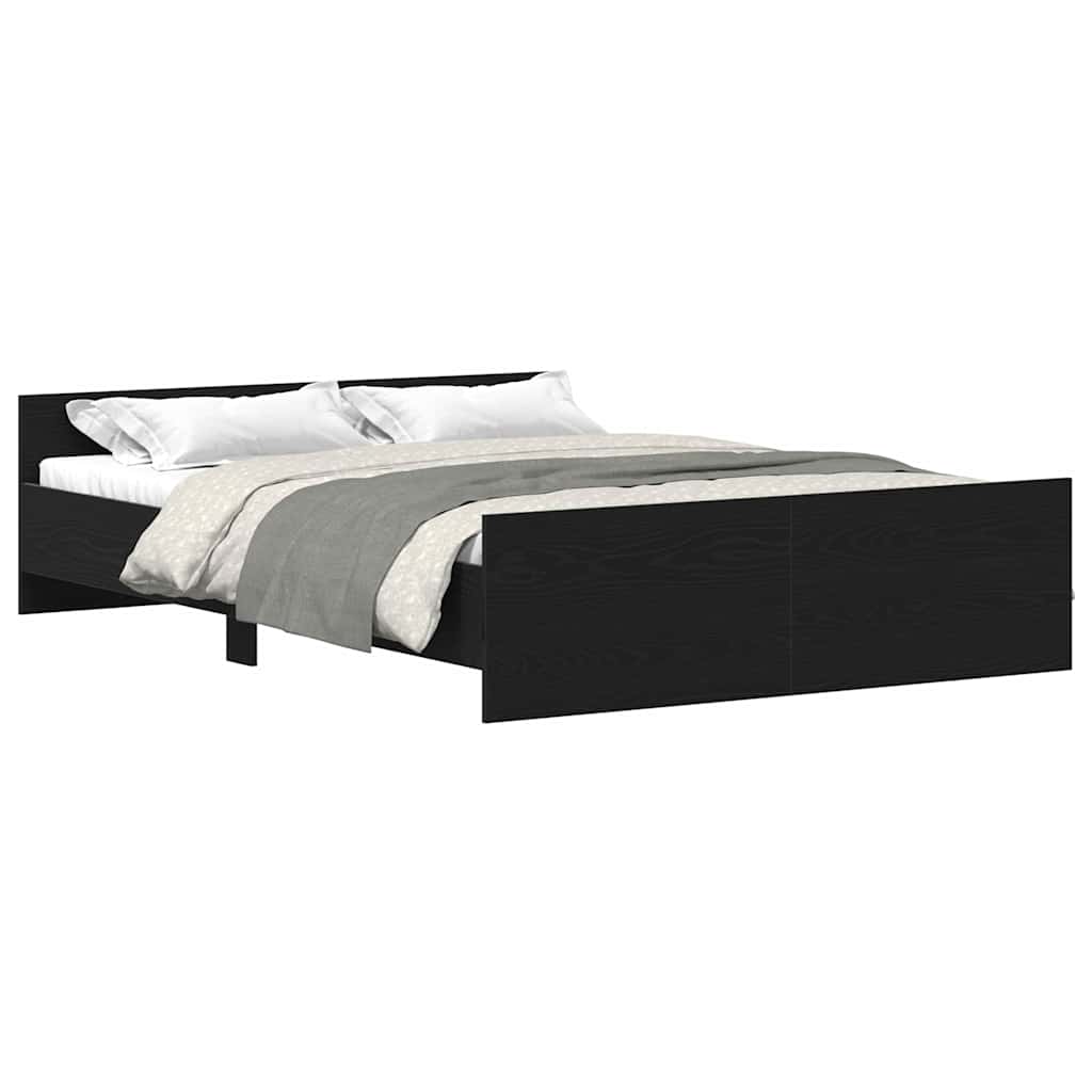 Bed Frame without Mattress Black Oak Effect 140 x 190 cm