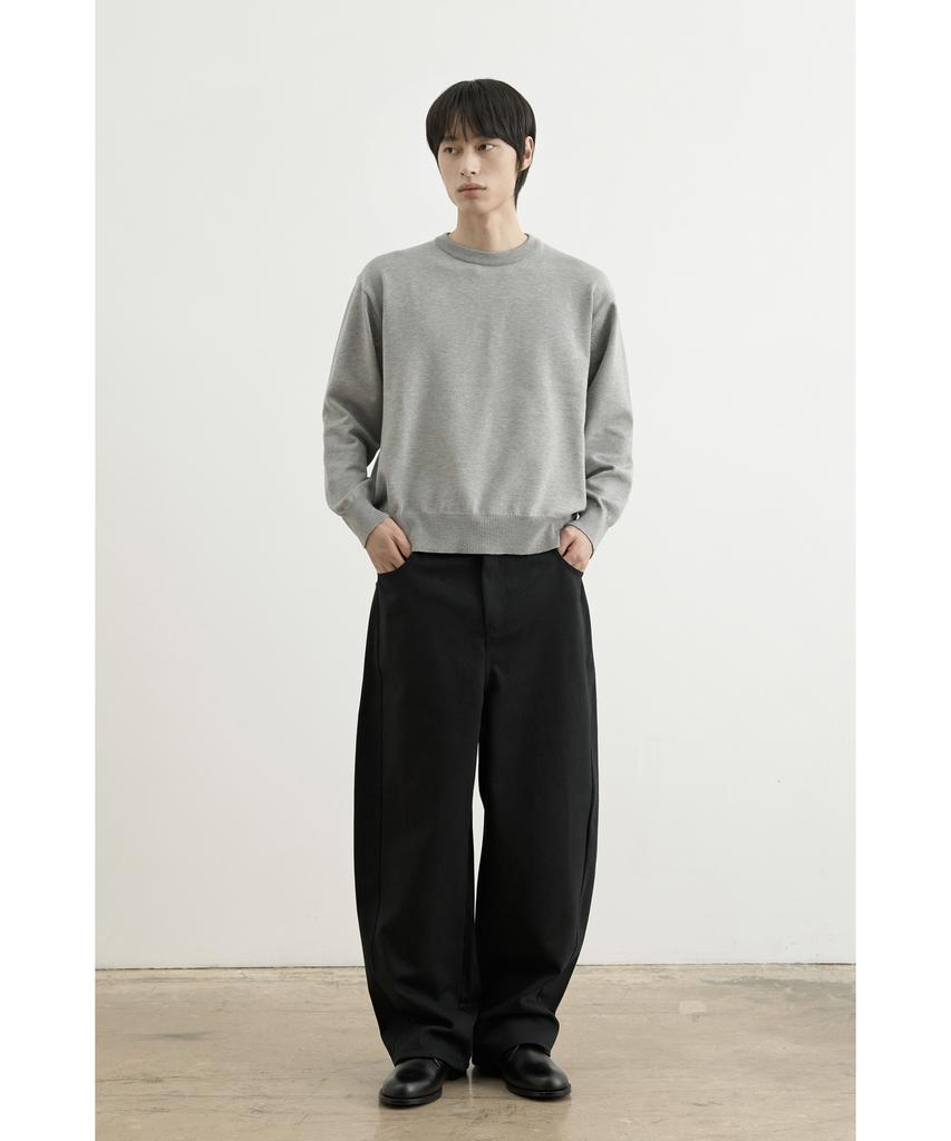 WHOLOVESART Washable Semi-Crop Knit Pullover Melange Gray