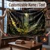 Mushroom Forest Theme Throw Blanket Custom Name Text Personalized Blanket Soft Cozy Blanket for Home Sofa Bed