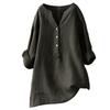 2025 Women's Solid Color Stand Collar Button Long Sleeve Cotton Linen Top