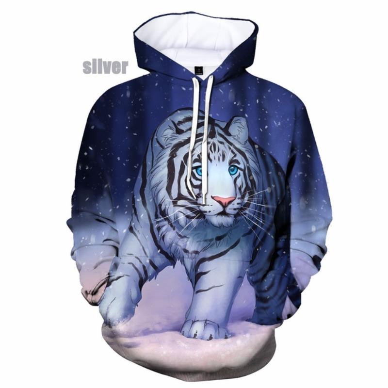 Fashion Men/Women Couples 3d Print Dreamy Tiger Hoodies Casual Sweatshirt
