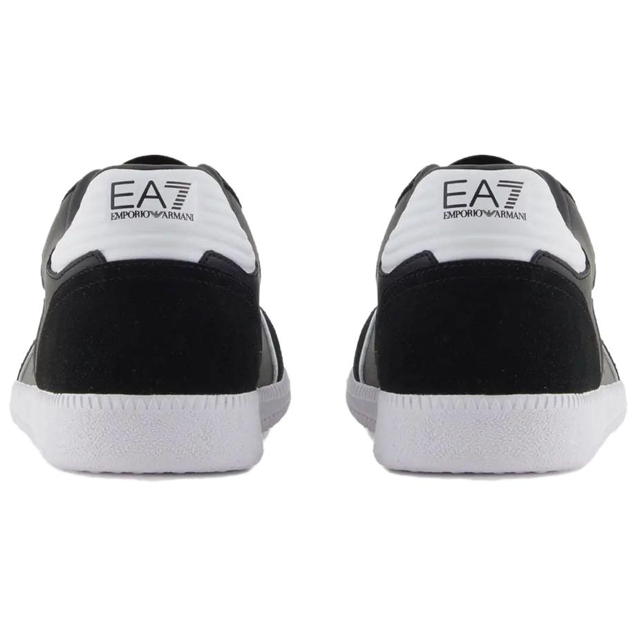 Emporio Armani EA7 Leather Lace-Up Round Toe Flat Low-Top Sneakers Unisex sneaker Black 7X000405AF19826MC001