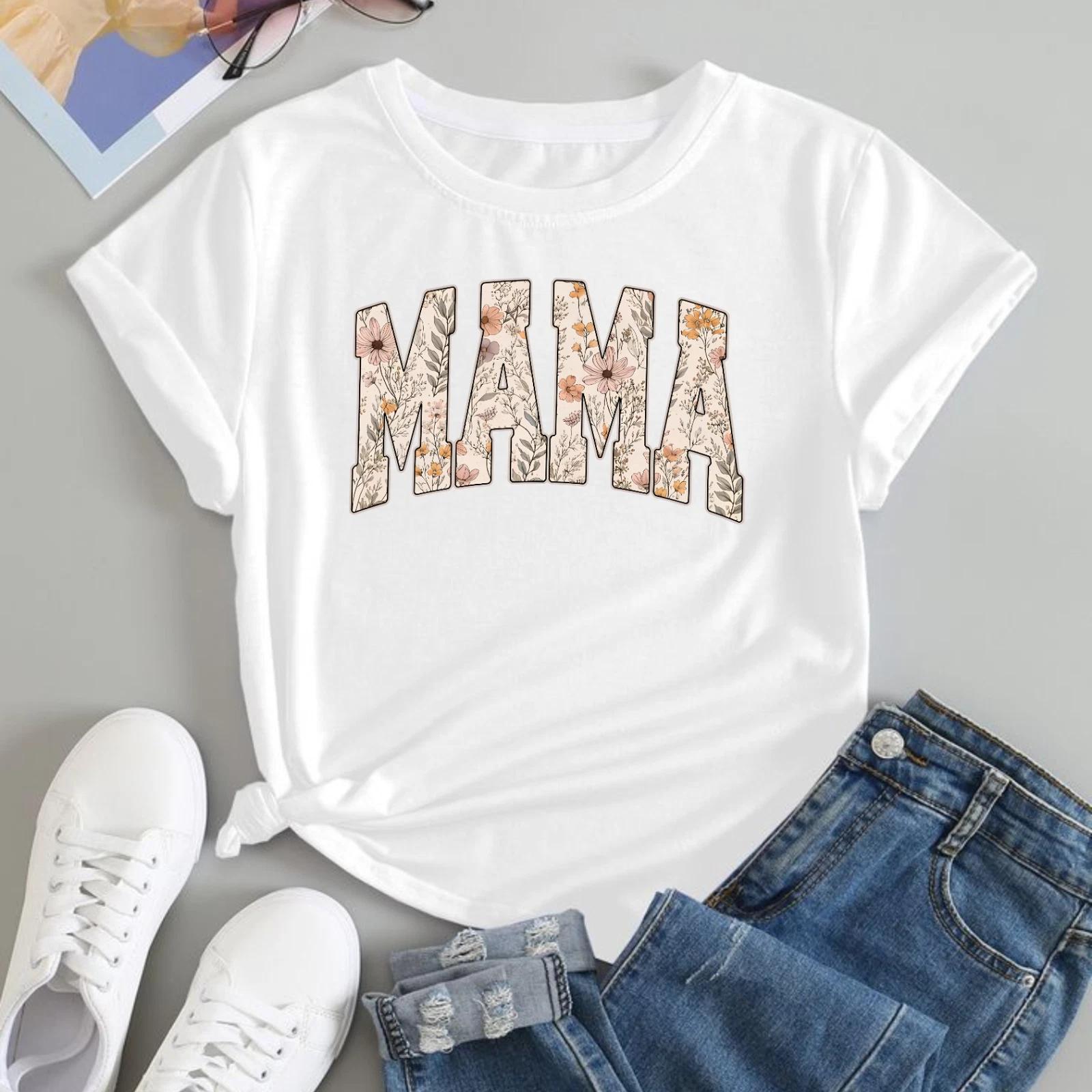 Retro Mama T-shirt Mothers Day Flower Theme Birthday Unisex 100% Cotton Gift Tee 2XL