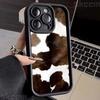 Custodia per Telefono con Fantasia Pelle di Mucca Marrone Vintage per iPhone 16 Pro Max 15 14 13 12 11 16E 7 8 Plus X XS XR Cover Morbida Antiurto Opaca
