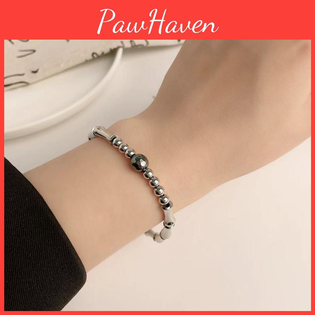 Unisex Titanium Stylish Steel Bracelet Sophisticated Bamboo Design