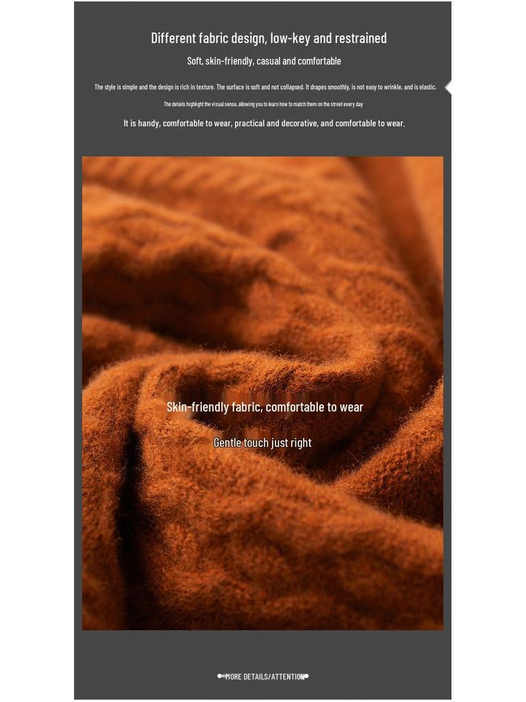 Men's Pure Wool High Roll Neck Sweater - Autumn/Winter Business Casual Knitted Base Layer