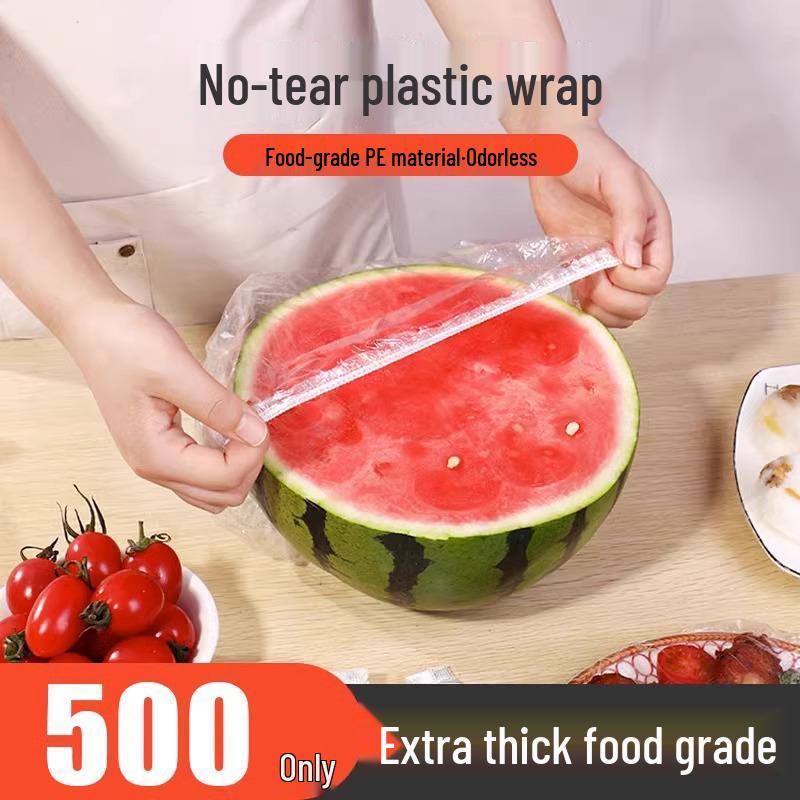 

Одноразові харчові плівкові кришки для мисок і тарілок для збереження свіжості в кухонному холодильнику. 500 pcs Upgraded Thickened прозорий