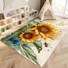 Tappeto antiscivolo con motivo a girasole 3D, flanella morbida, lavabile, fondo antiscivolo, adatto per soggiorno, camera da letto, bagno, cucina
