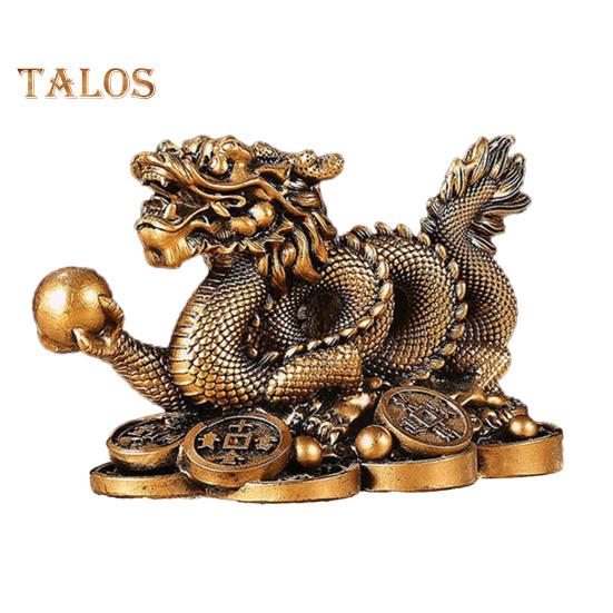 

Статуя Дракона по китайскому зодиаку 2024 года, модель Года Дракона, фигурка из смолы, ремесленный орнамент, привлекает богатство и удачу, золотая/бронзовая скульптура дракона S античный бронзовый