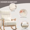 Rocking Chair with Lumbar Cushion, Wide Seat, Rubberwood Frame, Up To 120 Kg, Beige