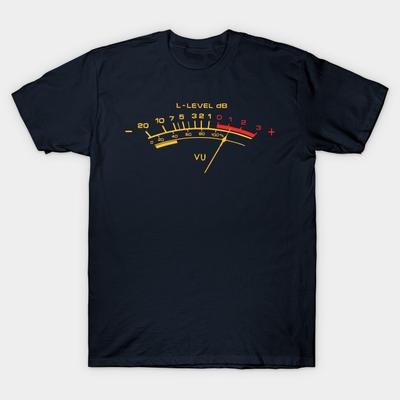 Asian Size Men Black Print T-shirt Vu Meter No-Cut Heat Transfer Print Cotton Tshirt