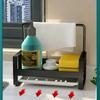 Aluminum Sponge Holder Kitchen Sink Caddy Rack Organizer Storage Rack with Drain Tray Soap Sink Drain Rack Kitchen Accessories