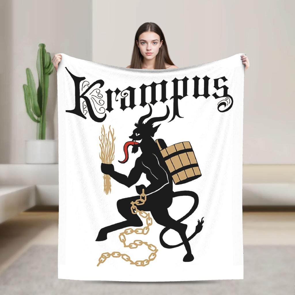 Soft Blanket Travel Office Merry Krampus Horror Bedding Throws  Flannel Bedspread For Couch Chair Street Trend Sofa Bed Cover