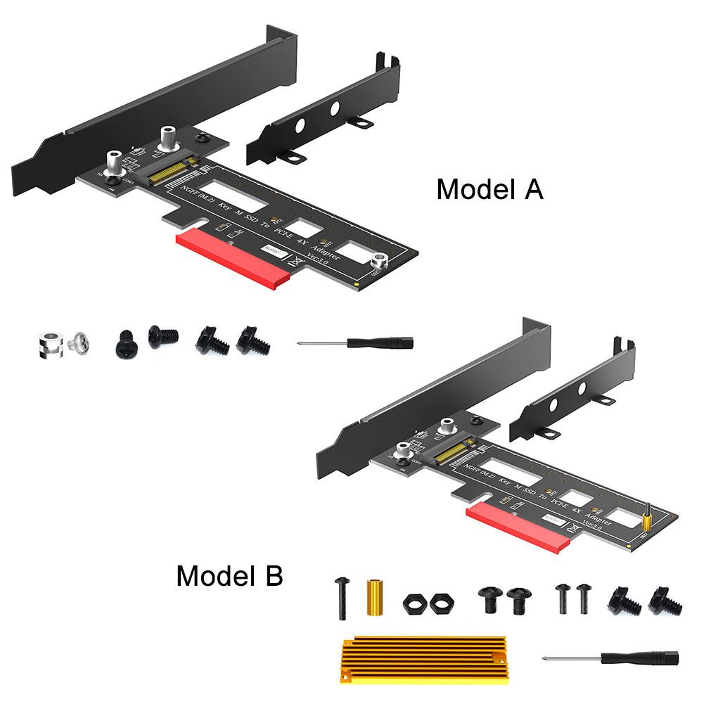 

Карта конвертера M.2 NVMe SSD NGFF в PCIE X4 з радіатором M.2 M Key Riser Multiplier M Key Interface Card для M.2 NVMe SSD model A