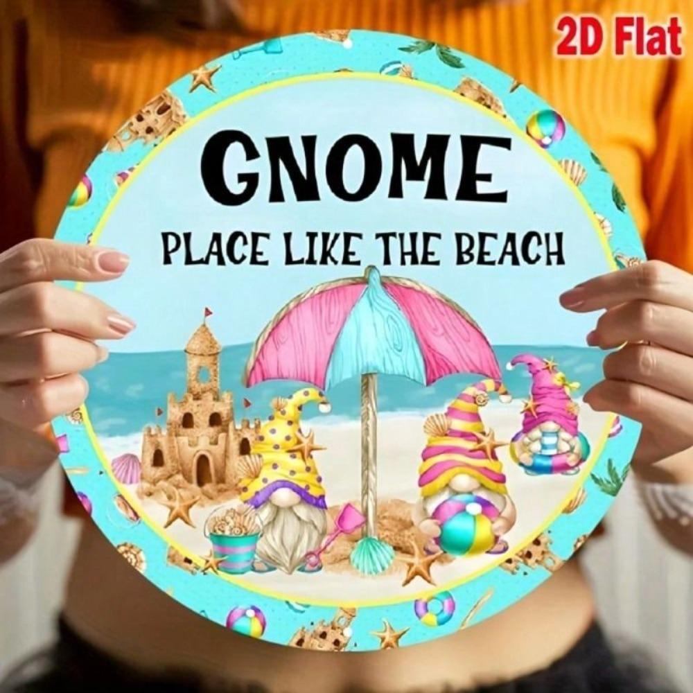 Metal Wall Art Vintage Gnome Beach Decor for Bar Garden