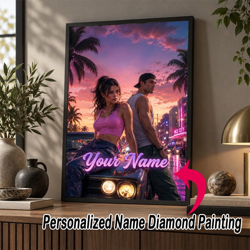 Custom Name GTA 5D Diamond Painting Personalized Full Drill Diamond Art Kit Gift