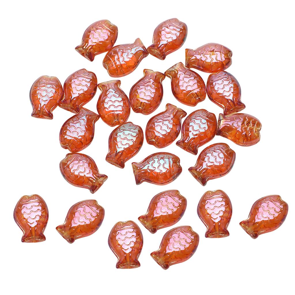 30Pcs Ocean Themed Crystal Glass Beads Fish Shape Glass Loose Beads Jewelry Making Beads Earrings Beads for Necklaces
