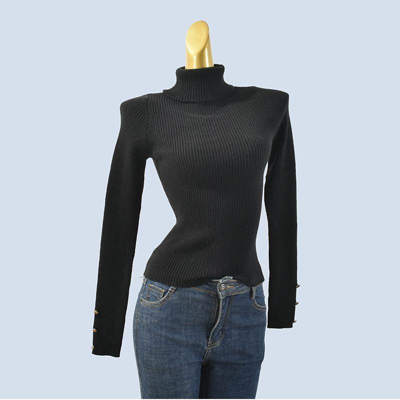 Export Yuan Single Turtleneck Silm Plaid Soft Glutinous Long Sleeves Basic Style Knitting Sweater Stretch Women's Bottoming Shirt