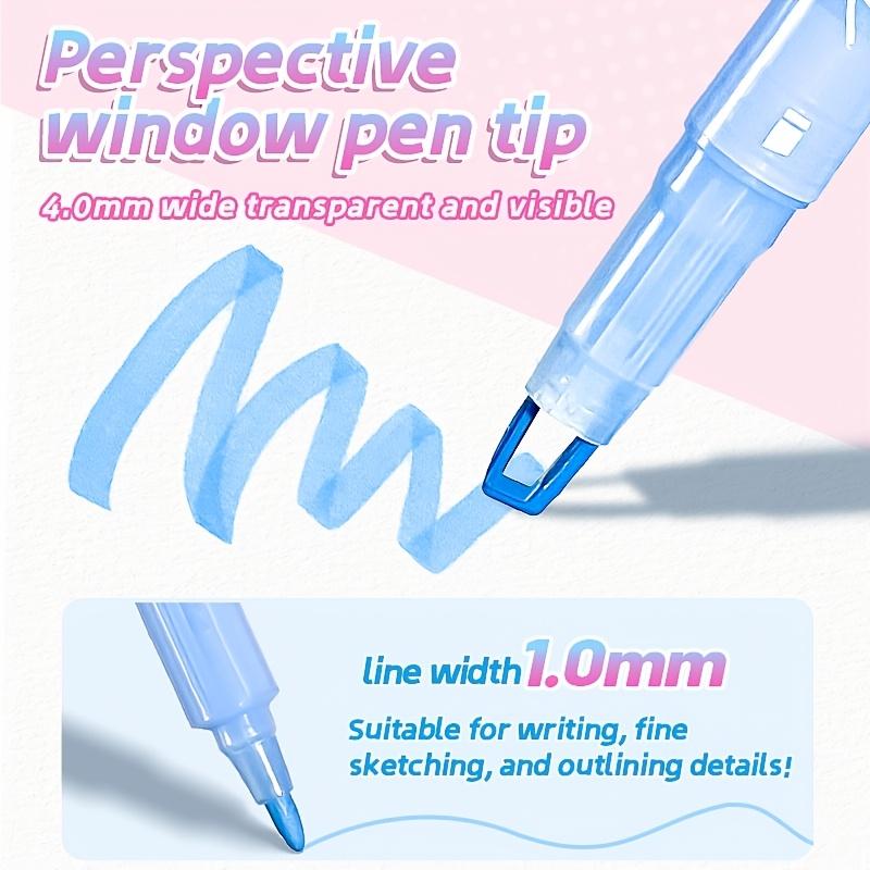 5-Pack Dual-Tip Highlighters with Viewing Window, Suitable for Eye-Friendly Colored Highlighters, Fluorescent Markers, Marking Pens, Highlighting Pens