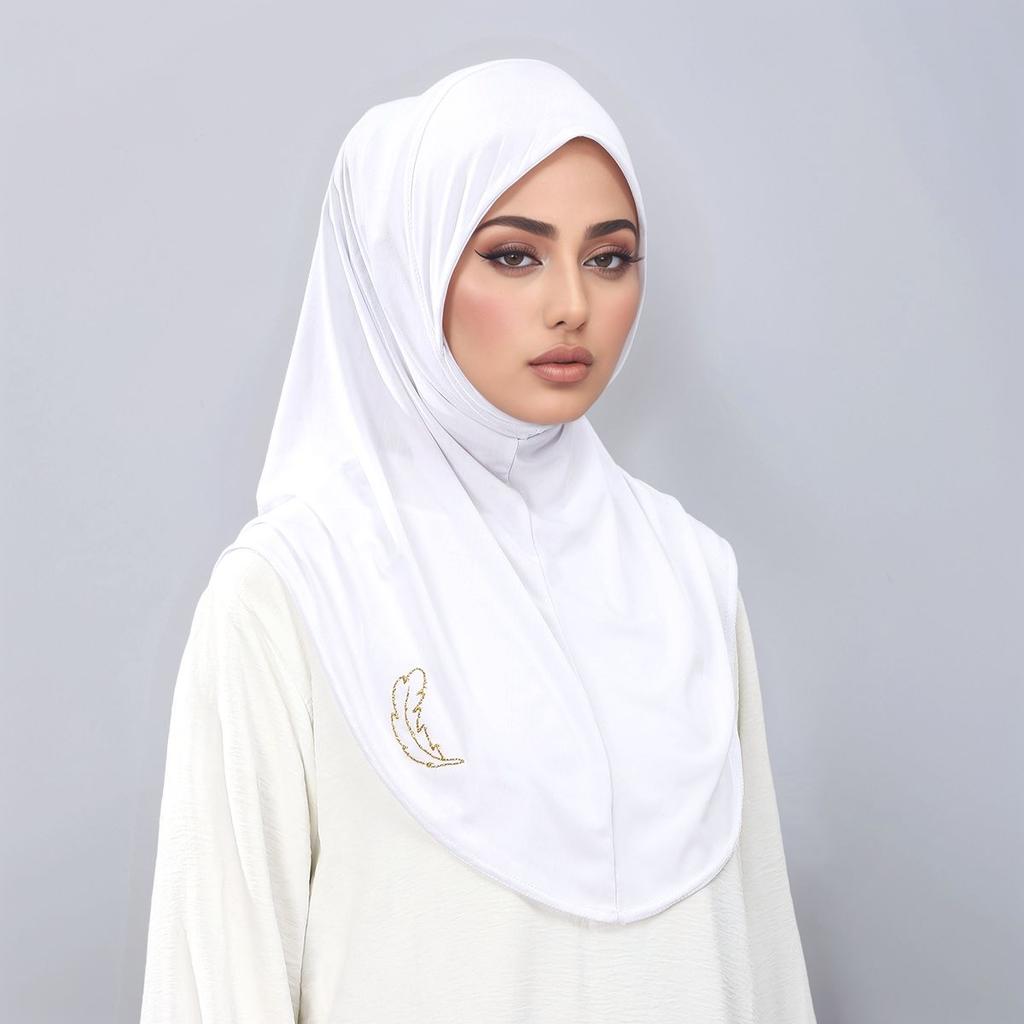 Ramadan Golden Embroidery Muslim Modal Hijabs For Women Solid Headscarf Khimar Hijabs Bandana Sports Hijab Arabic Islam Tudung