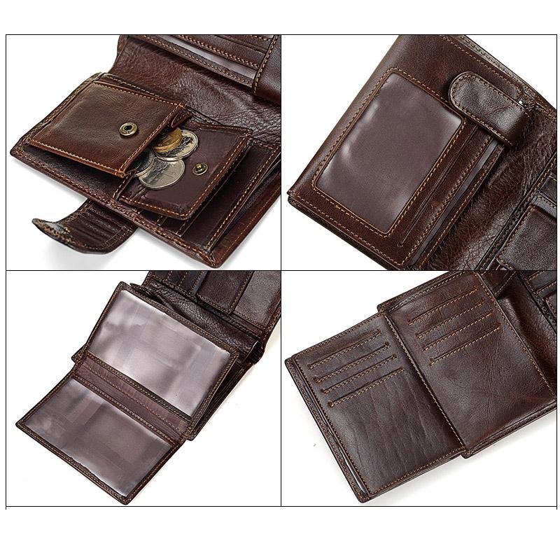 Neues Vintage Herren Kurz Vertikal Portemonnaie 100% Echtes Rindsleder Münzbörse Große Kapazität Kreditkartenhalter mit Multi-Kartenfächern für den täglichen Gebrauch