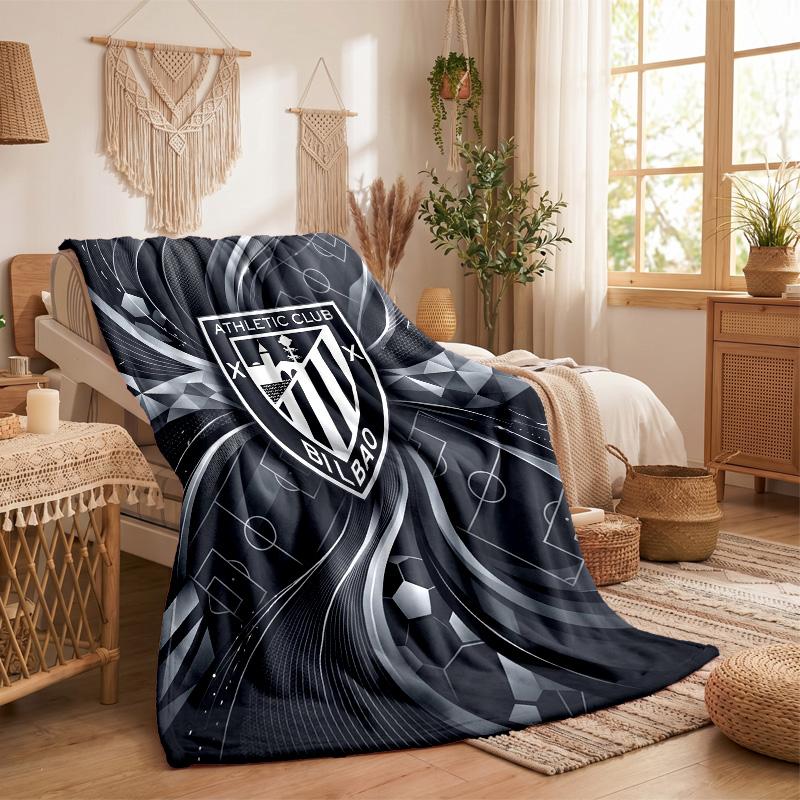 Athletic Bilbao Voetbal Print Flanellen Deken Zacht Warm Sofa Bed Plaid Deken Voor Huis Kantoor Slaapkamer