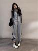 Trendy Women's Spring/Autumn 2026 Two-Piece Set: Stand-up Collar Top & Wide-leg Pants