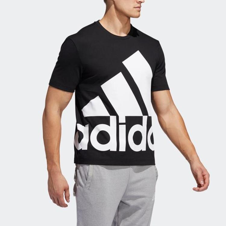 adidas Large Logo Print Short Sleeve T-Shirt Men Tops Black GK3325