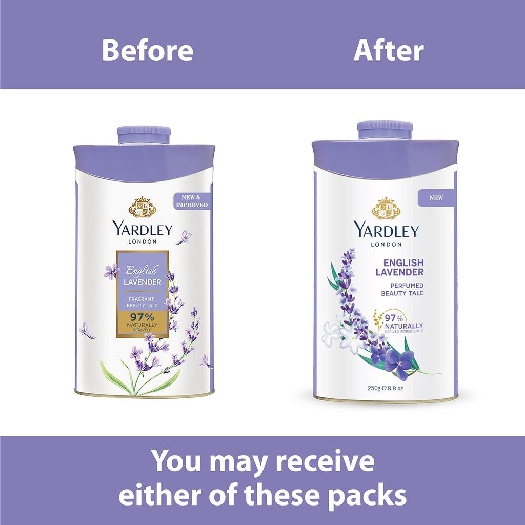 Yardley London English Lavender Perfumed Talc for Women 250g Silky Smooth Lasting Fresh Body Care