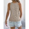2026 Summer Casual Solid Color Hollow Sleeveless Knit Top Elegant Vacation Blouse