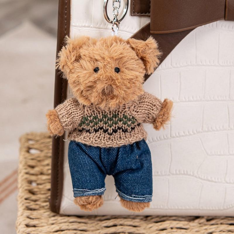Niedlicher Mini Bär Schlüsselanhänger Weicher Schlüsselanhänger Anhänger Zarte Taschenanhänger Cartoon Bärenpuppen Geschenk für Frauen Kinder und Erwachsene