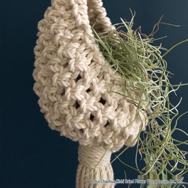 Handmade Nordic Bohemian Woven Tapestry Net Bag for Air Plants & Flowers