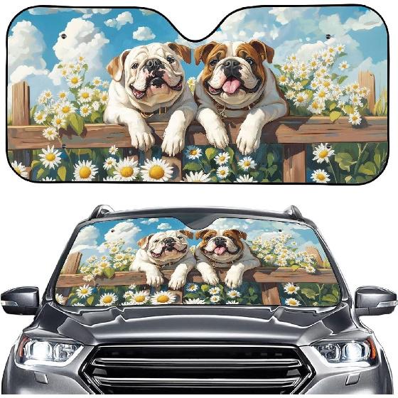 Talayituse Funny Family Dogs Print Windshield Sunshade for Car SUV Truck Foldable Uv Ray Reflector Front Window Sun Shade Visor Shield Cover