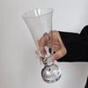 Creative Transparent Glass Drink Cup Horn-shaped Ball Shape Bottom Glass Milkshake Cup INS Style Ice Cream Cup Smoothie