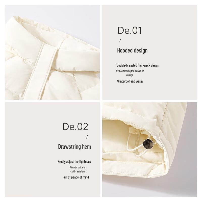 MJ STYLE Women's Petite Short Hooded White Duck Down Jacket