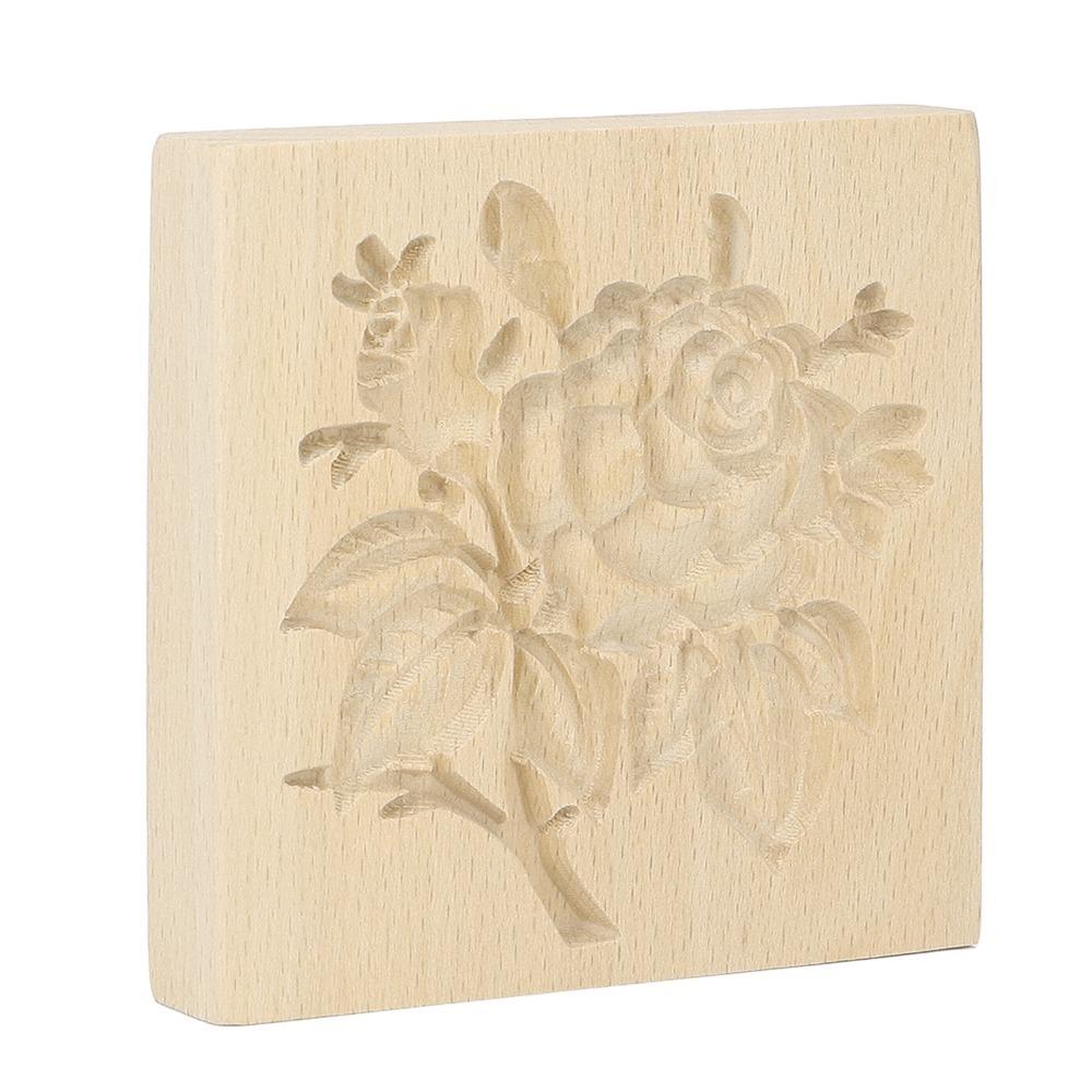 Natural Beech Wood Wooden Cookie Mold Fruit Tree Roses Heart Rose Bunny Flower Biscuit Mould Smooth Surface Rounded Edges
