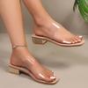 Women's 2026 New Clear Strap Rhinestone Block Heel Slides Sandals Fashion Minimalist Casual Summer Shoes