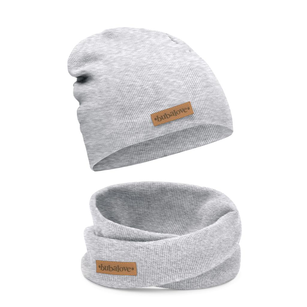 Czapka Komin Komplet Dla Chłopca Przejściowa Szary melanż 42-48 cm