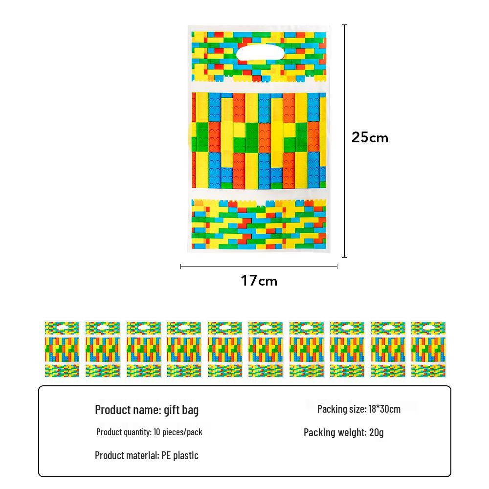 Building Blocks Birthday Party Set: Children's Game Blocks & Disposable Tableware