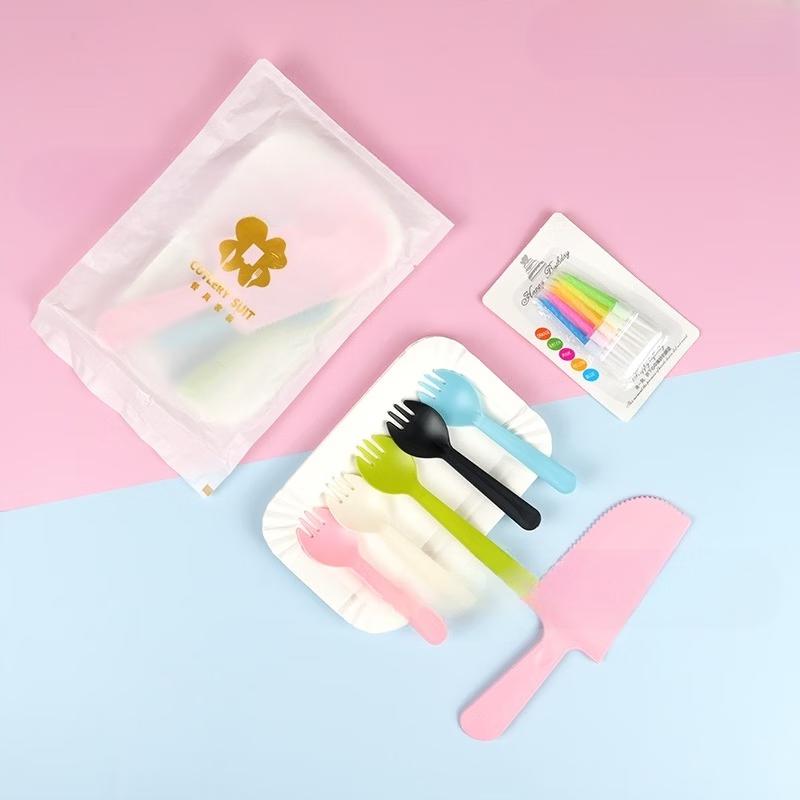 Disposable Birthday Cake Plate & Fork Set