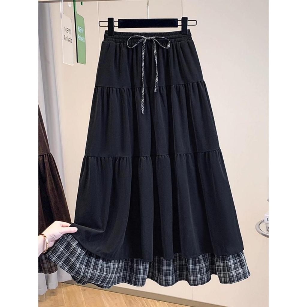 Melaleuca Pleated Plaid High-Waist Ruffle Skirt - Women's Plus Size, Autumn 2026