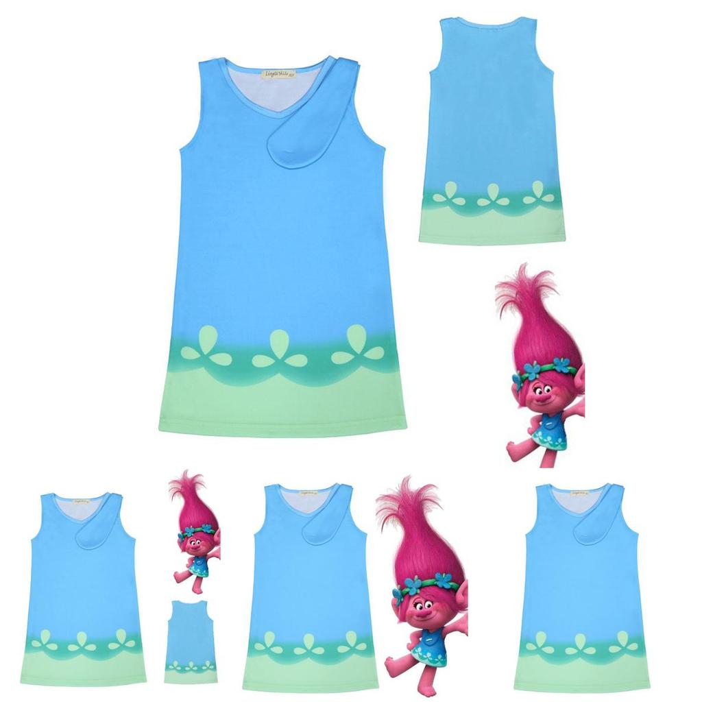 Entzückendes Trolls Poppy Cosplay-Kostüm für Kinder Perfekt für Geburtstagsfeiern