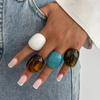 SHIXIN 4 Colors Retro Smooth Thick Acrylic Ring for Women Bohemian Geometry Resin Wide Knuckle Ring Fashion Jewelry Accessories
