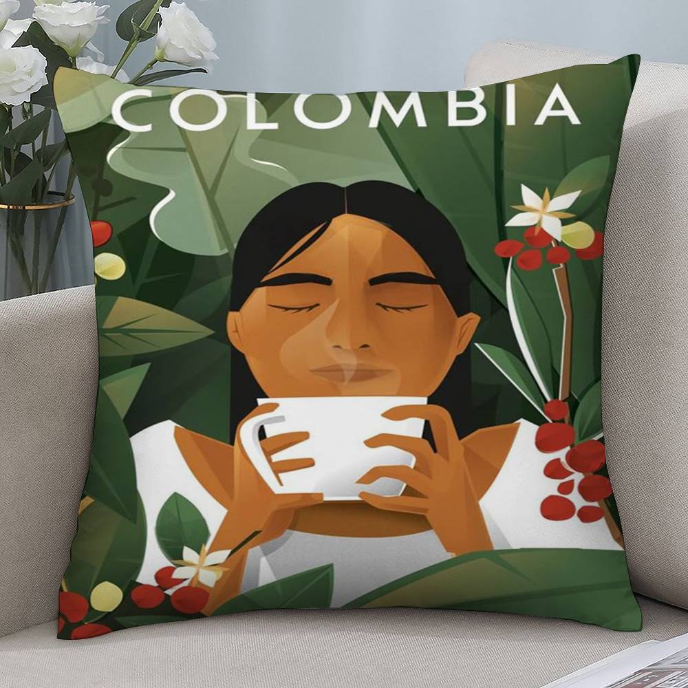 Vintage Colombia Style Pillow Case Short Plush Double-sided Print Square Throw Pillow Covers Sofa Home Cushion Decor