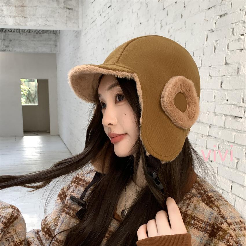 Autumn and winter new velvet ear protection warm deerskin velvet Lei Feng hat male and female students lamb wool cycling flying hat