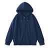 Womens Oversized Long Sleeve Hooded Zip-Up Top Loose Fit Mid-Length Casual T-Shirt In Milk Silk Fabric