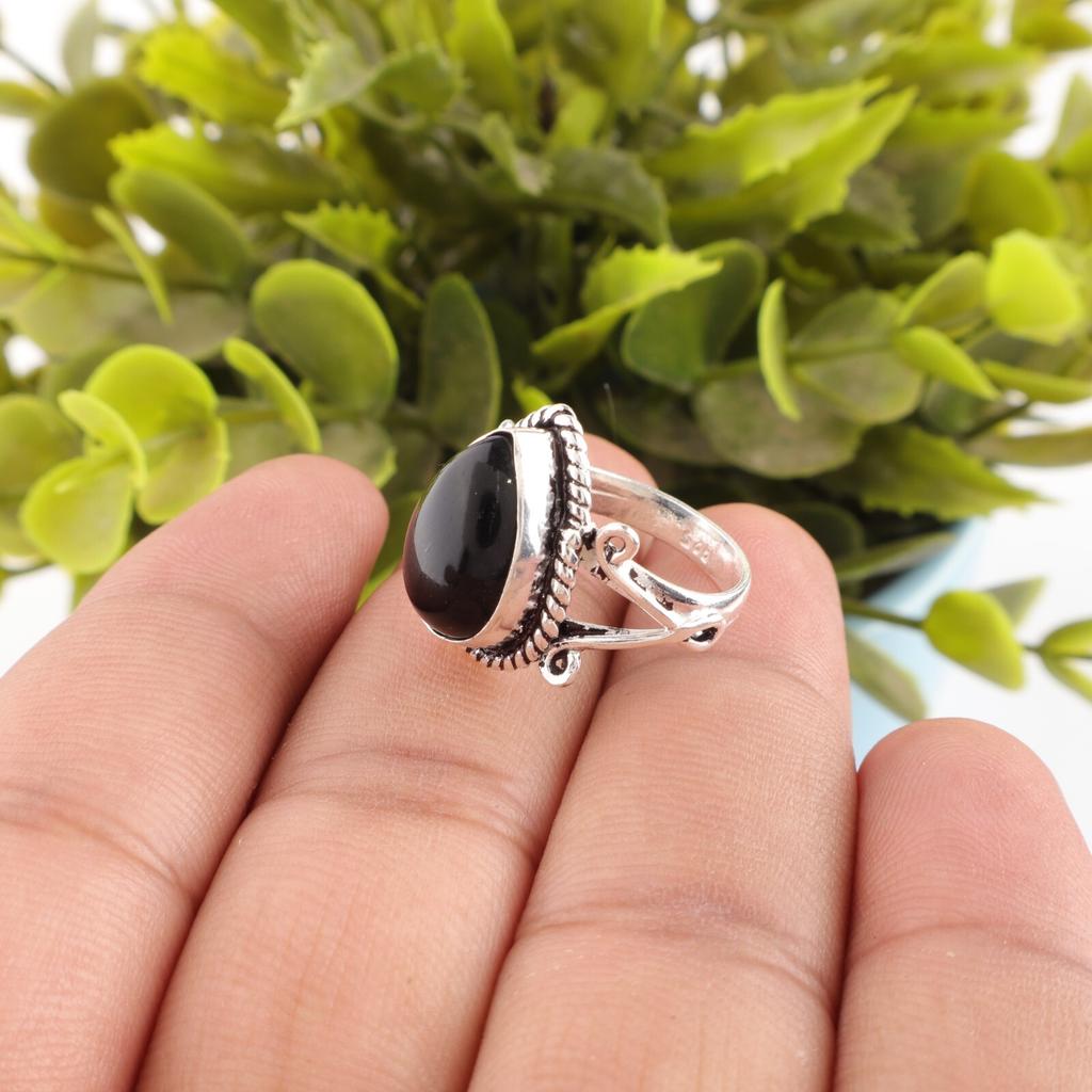 Black Tourmaline Gemstone 925 Sterling Silver Jewelry Handmade Partywear Ring RR-57-23