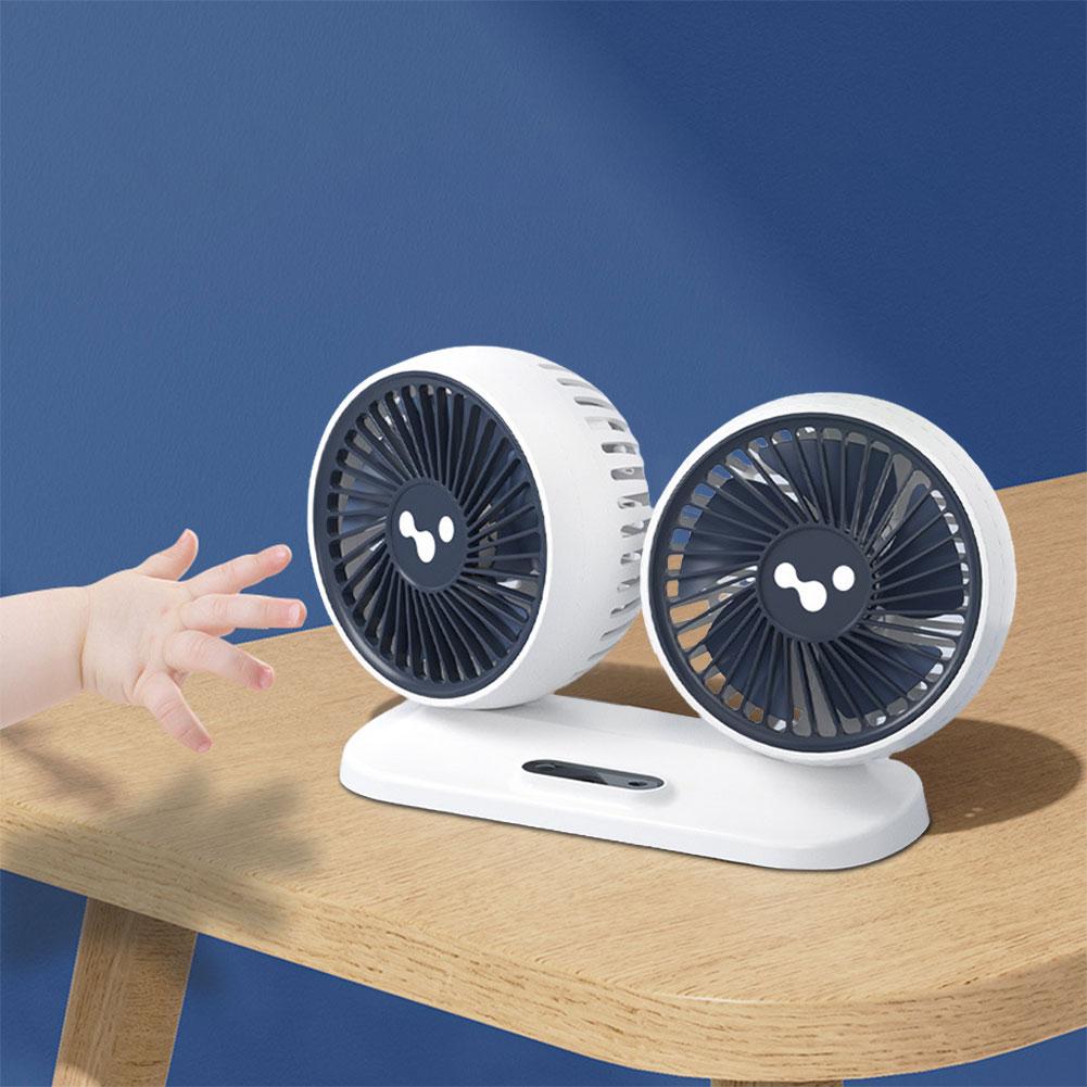 Dual Head USB Car Air Fan Strong Wind Vehicle Air Circulator 12V 24V 3 Speeds Adjustable For Auto Cooler Air Fan Car Accessories